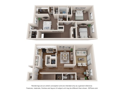 Floor plan for 3 beds, 1.5 baths, 1403 sqft